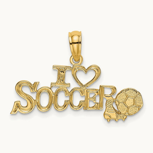 I HEART SOCCER w/Ball Charm, 14K