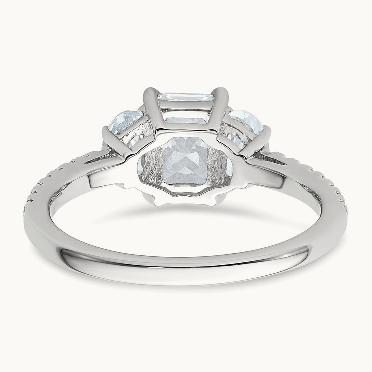 Radiant 3 Stone Engagement Ring, 1.50 ct tw Lab-Grown Diamond — 14K White Gold