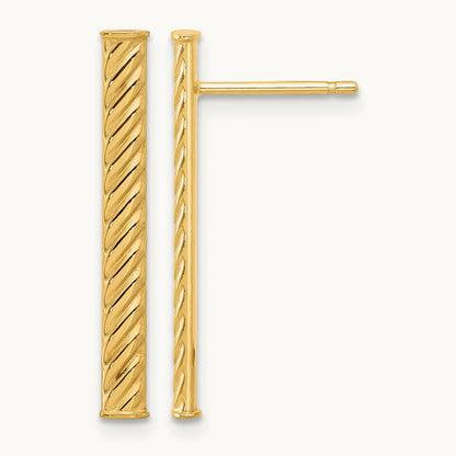 Polished and Textured Bar Post Earrings, 14K — Leslie's