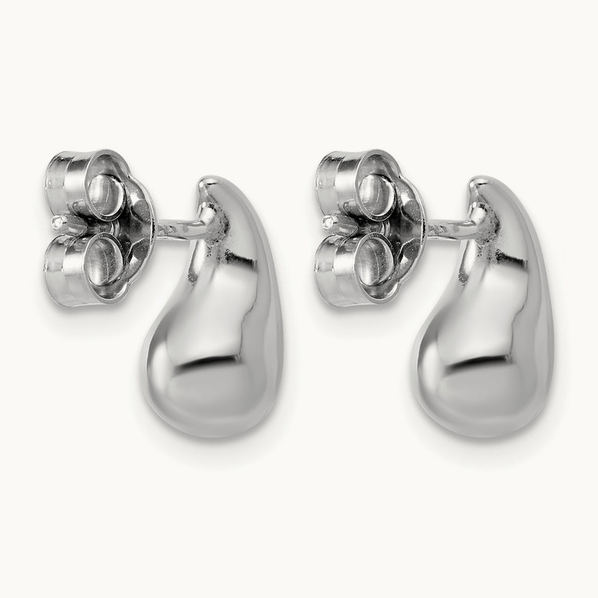 RH-plated Polished Puffed Teardrop Post Earrings, Sterling Silver — Leslie's
