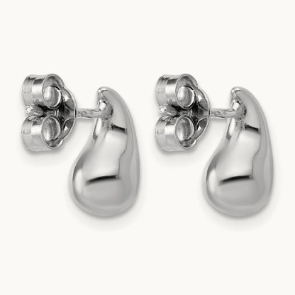 RH-plated Polished Puffed Teardrop Post Earrings, Sterling Silver — Leslie's