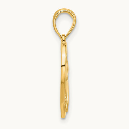 Polished Horse Head In Heart Pendant, 14K