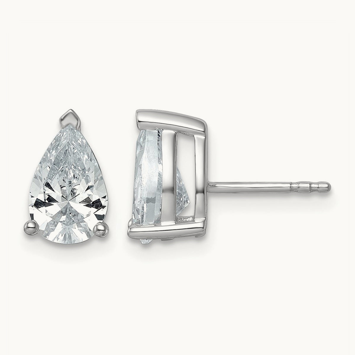 Pear 3 Prong Stud Earrings, 0.50-6.00 ct tw Lab-Grown Diamond — 3 ct, 14K White Gold