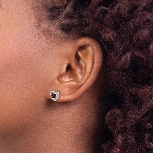 Garnet and Diamond Heart Earrings — photo set