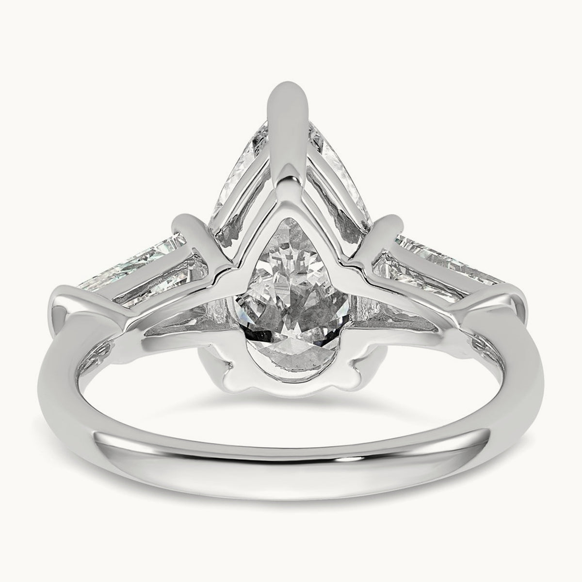Pear/Baguette Engagement Ring, 1.50-6.75 ct tw Lab-Grown Diamond — 14K White Gold
