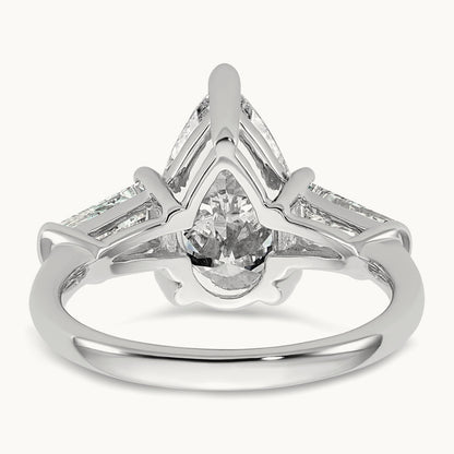 Pear/Baguette Engagement Ring, 1.50-6.75 ct tw Lab-Grown Diamond — 14K White Gold