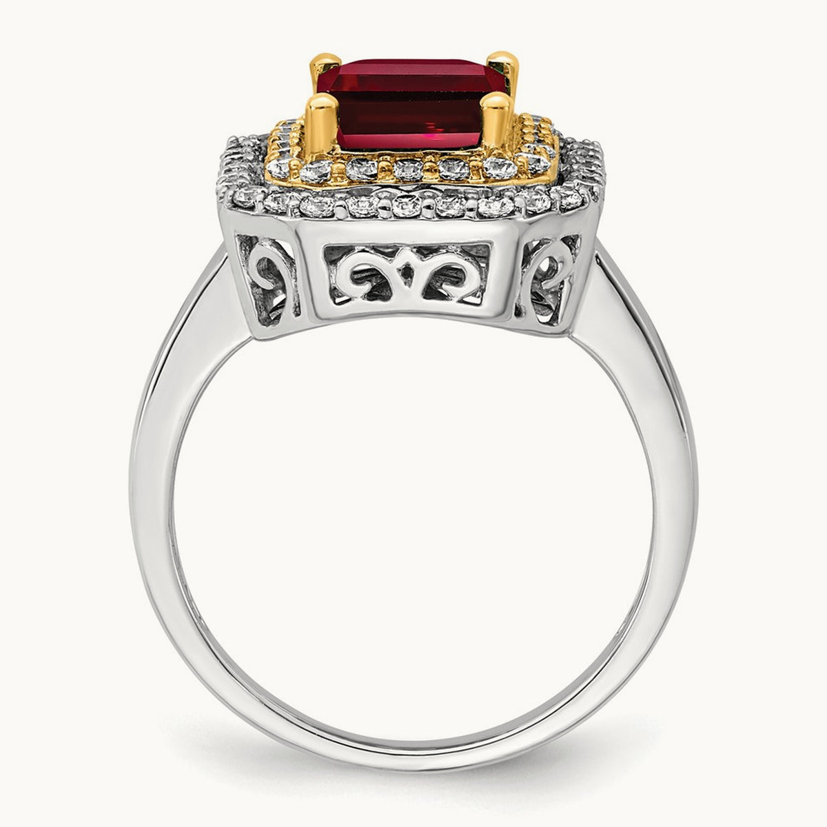 Created Ruby Ring, 0.50 ct tw Lab-Grown Diamond