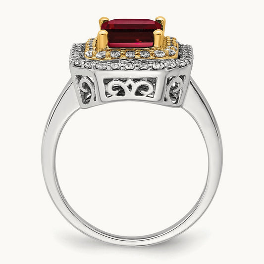 Created Ruby Ring, 0.50 ct tw Lab-Grown Diamond