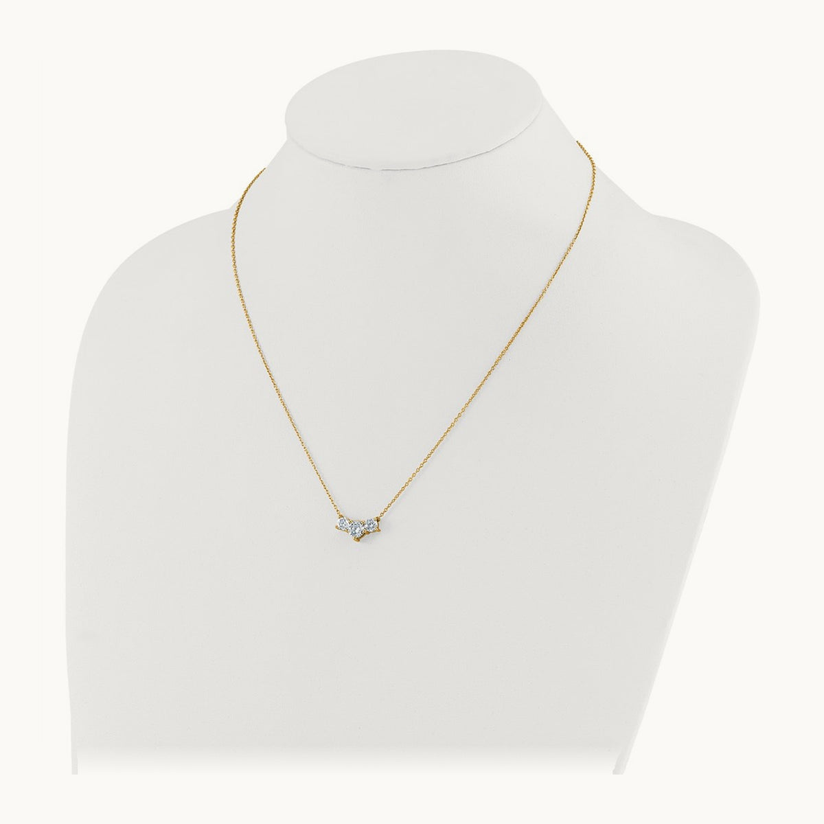 3 Stone Necklace, 0.75-1.50 ct tw Lab-Grown Diamond — 1 1/2 ct, 14K Yellow Gold