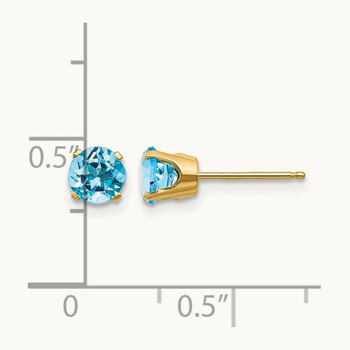 Blue Topaz Earrings - December, 5mm, 14K