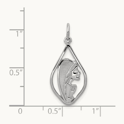 Mary Blessed Virgin Charm, 14K White Gold