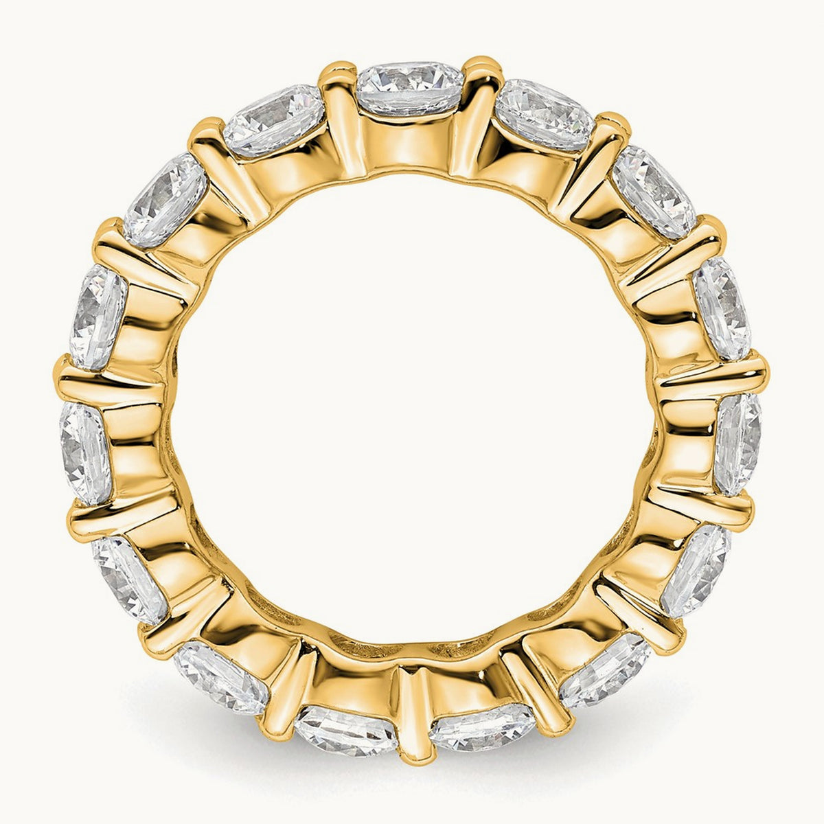Polished Shared Prong Diamond Eternity Band, 4.00 ct tw — 14K Yellow Gold