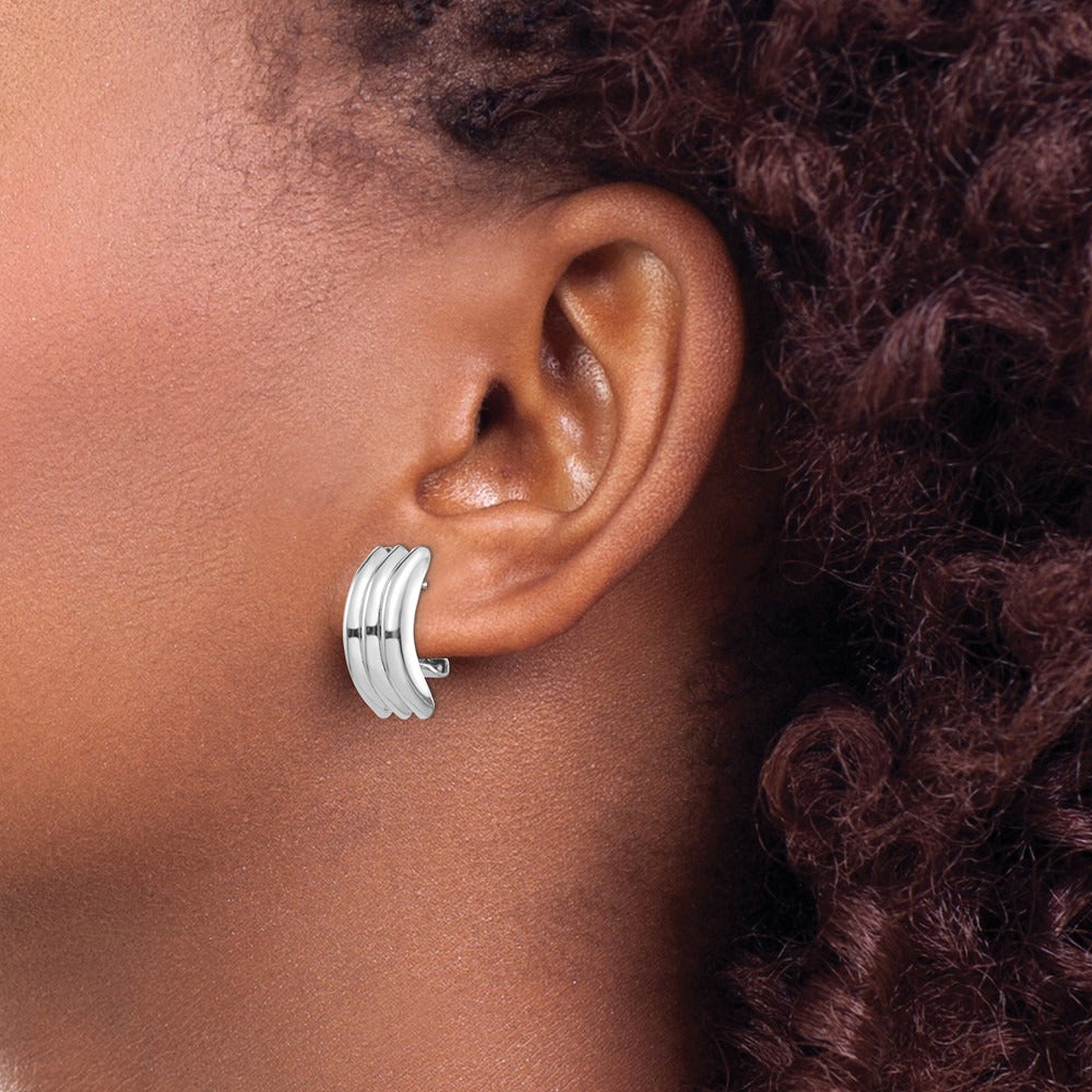 Omega Post Earrings — 14K White Gold