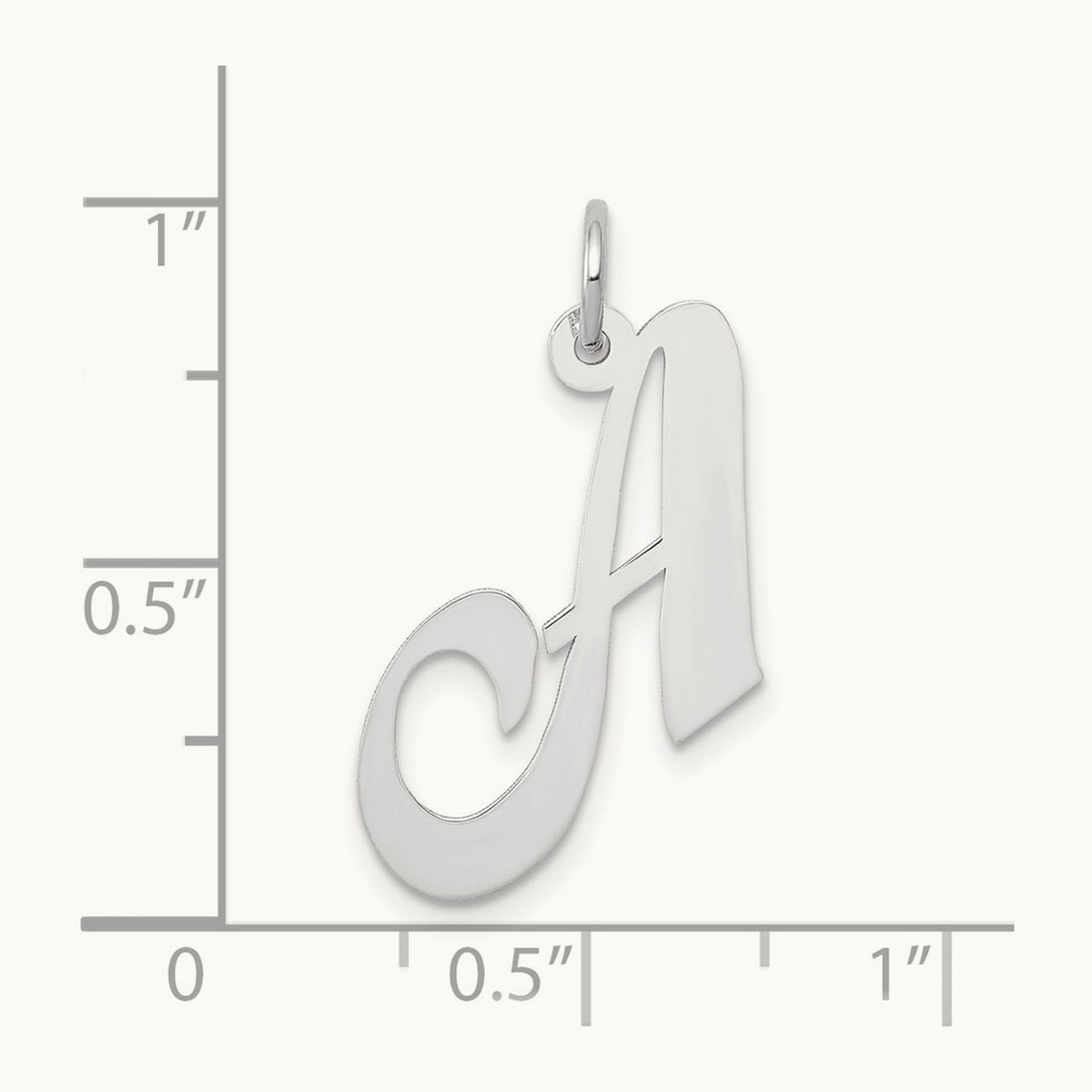 Medium Fancy Script Initial Charm — 14K White Gold, A