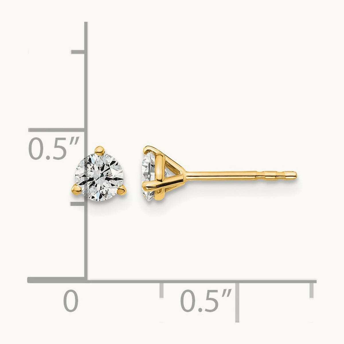 Round Stud Earrings, 0.10-6.00 ct tw Lab-Grown Diamond — 1/2 ct, 18K Yellow Gold