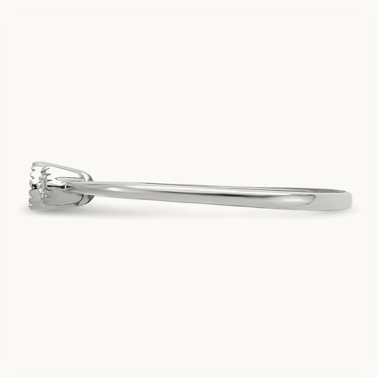 Petite Beaded Edge Round/Princess Complete Diamond Ring — 14K White Gold, 7