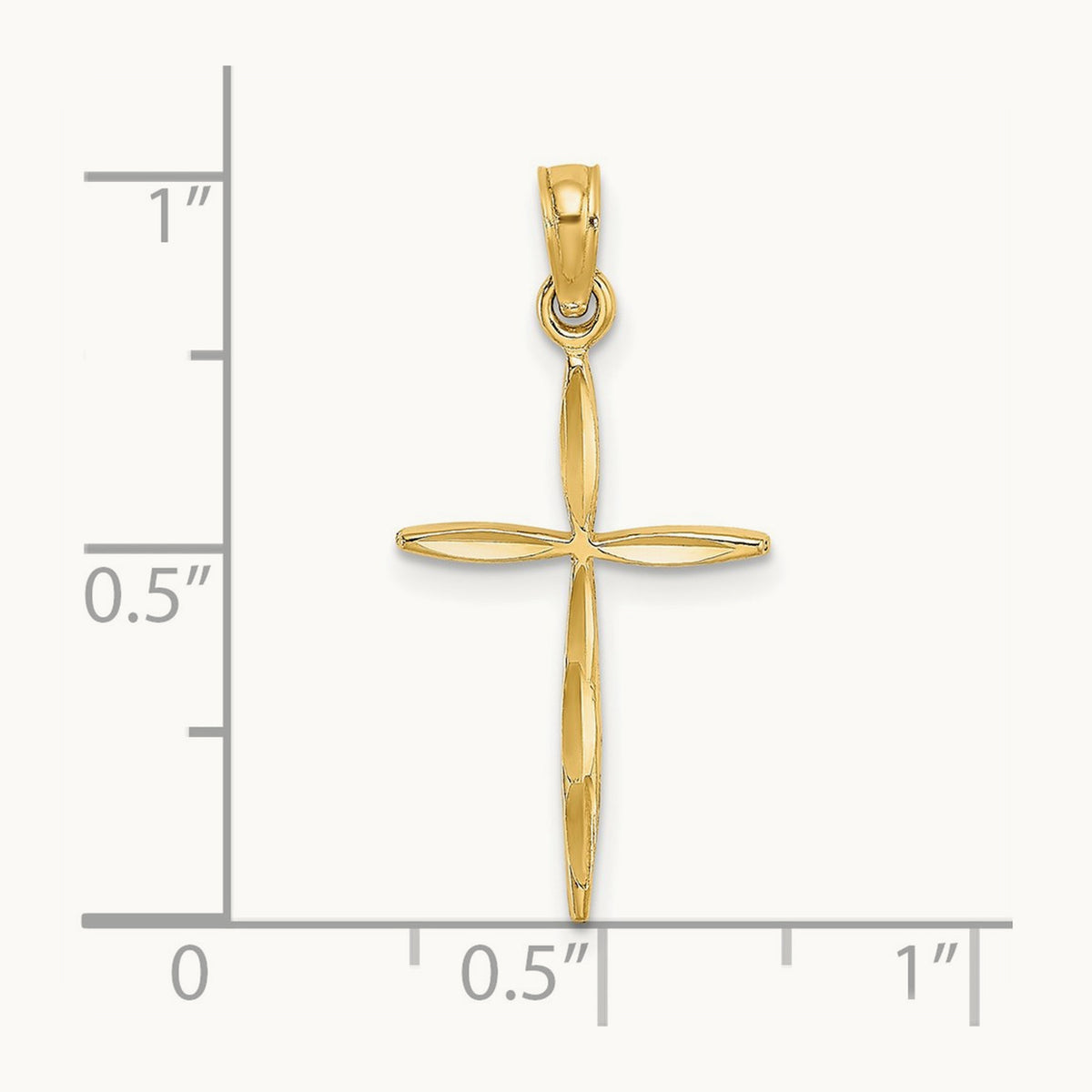 Diamond-cut with Tapered Ends Cross Charm — 14K Yellow Gold