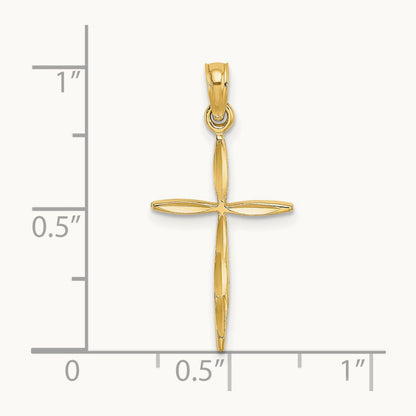 Diamond-cut with Tapered Ends Cross Charm — 14K Yellow Gold