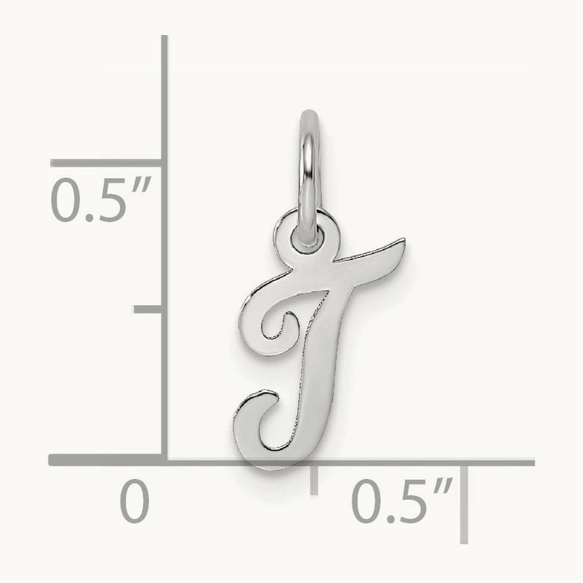 Small Script Letter T Initial Charm, 14K White Gold