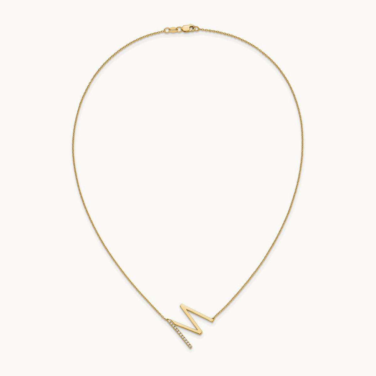 Sideways Diamond Necklace — 14K Yellow Gold, M