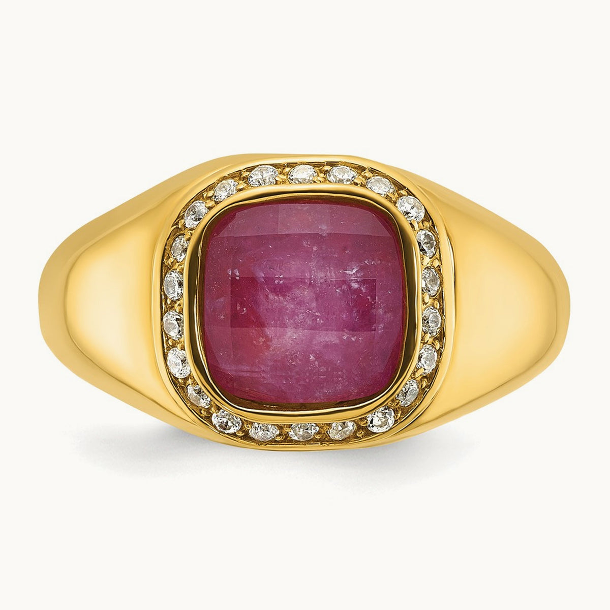 IBGoodman Men's Ruby Doublet Stone and Diamond Complete Ring, 14K