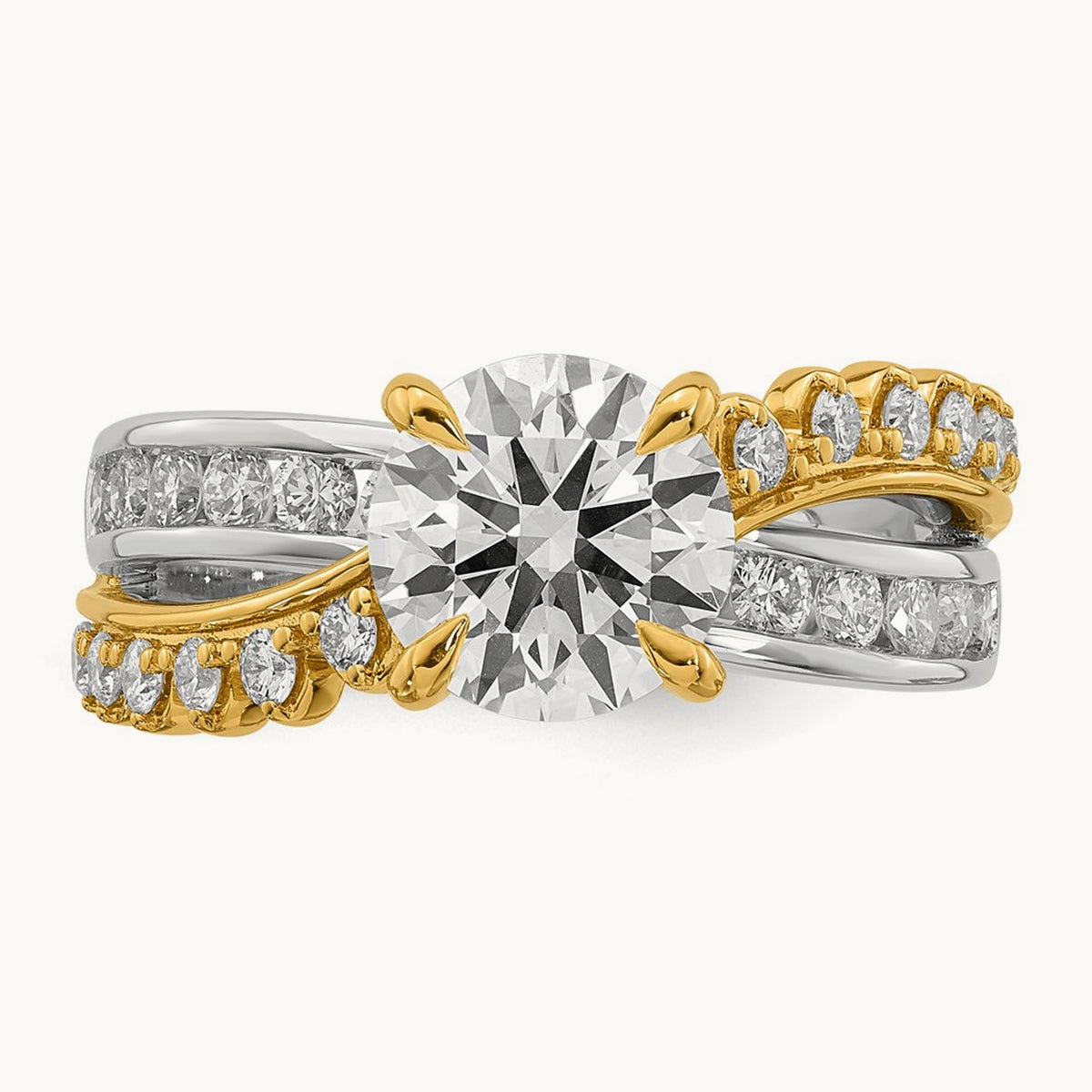 14ktt Certified Round Center Lab Grown Diamond VS+ F+ Ring