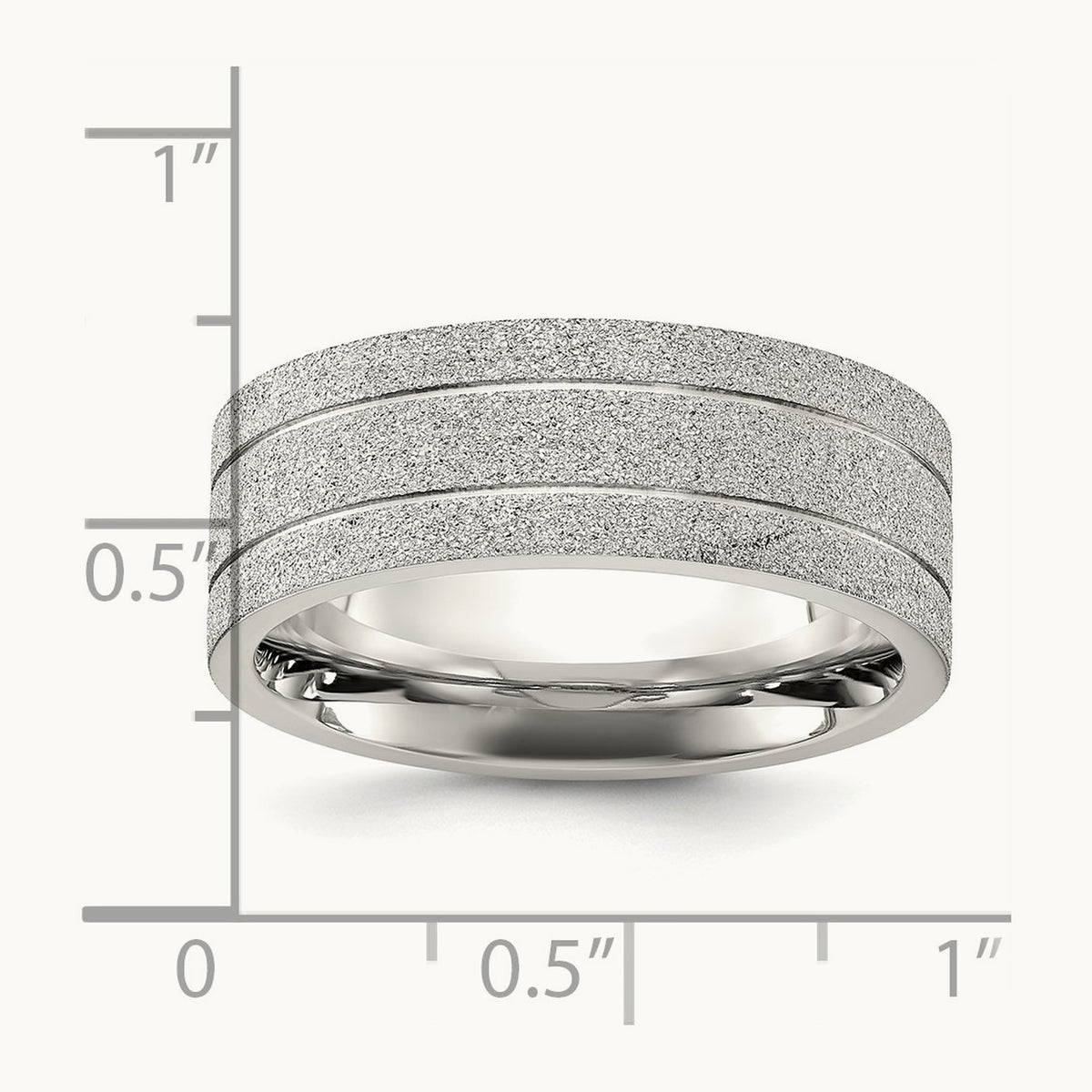 Polished Laser-cut Grooved Band, 8mm, Stainless Steel