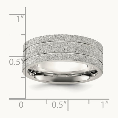 Polished Laser-cut Grooved Band, 8mm, Stainless Steel