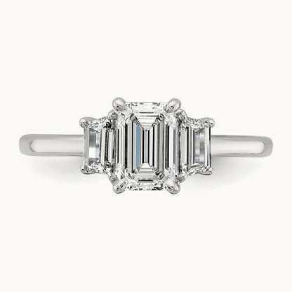 Emerald & Trapezoid Engagement Ring, 1.25-4.00 ct tw Lab-Grown Diamond — 1 3/8 ct, 14K White Gold