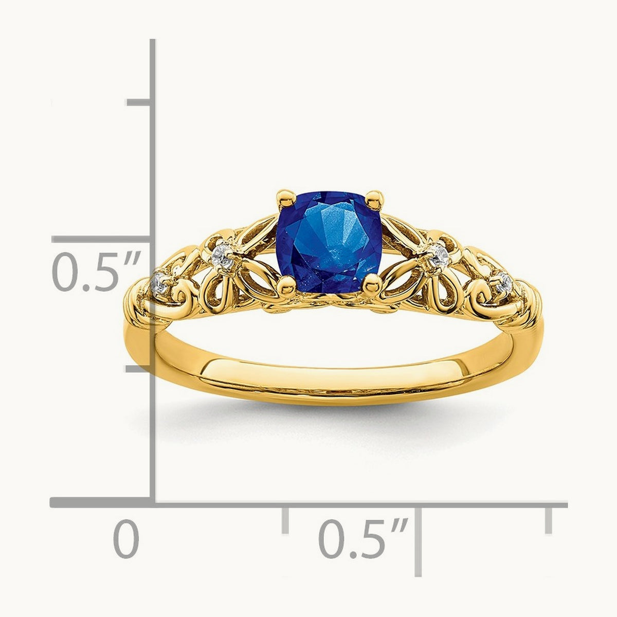 Polished Sapphire and Diamond Ring