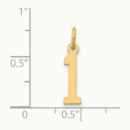 Small Elongated Number 1 Charm, 14K