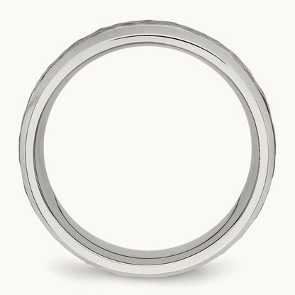 Brushed Polished and Hammered Band, 7.5mm, Stainless Steel