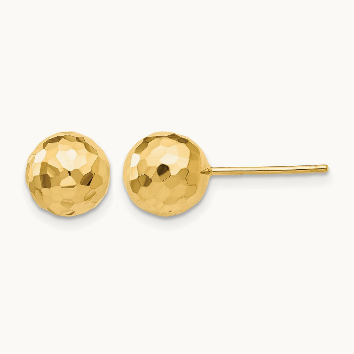 Polished and Diamond Cut Ball Post Earrings — 8mm