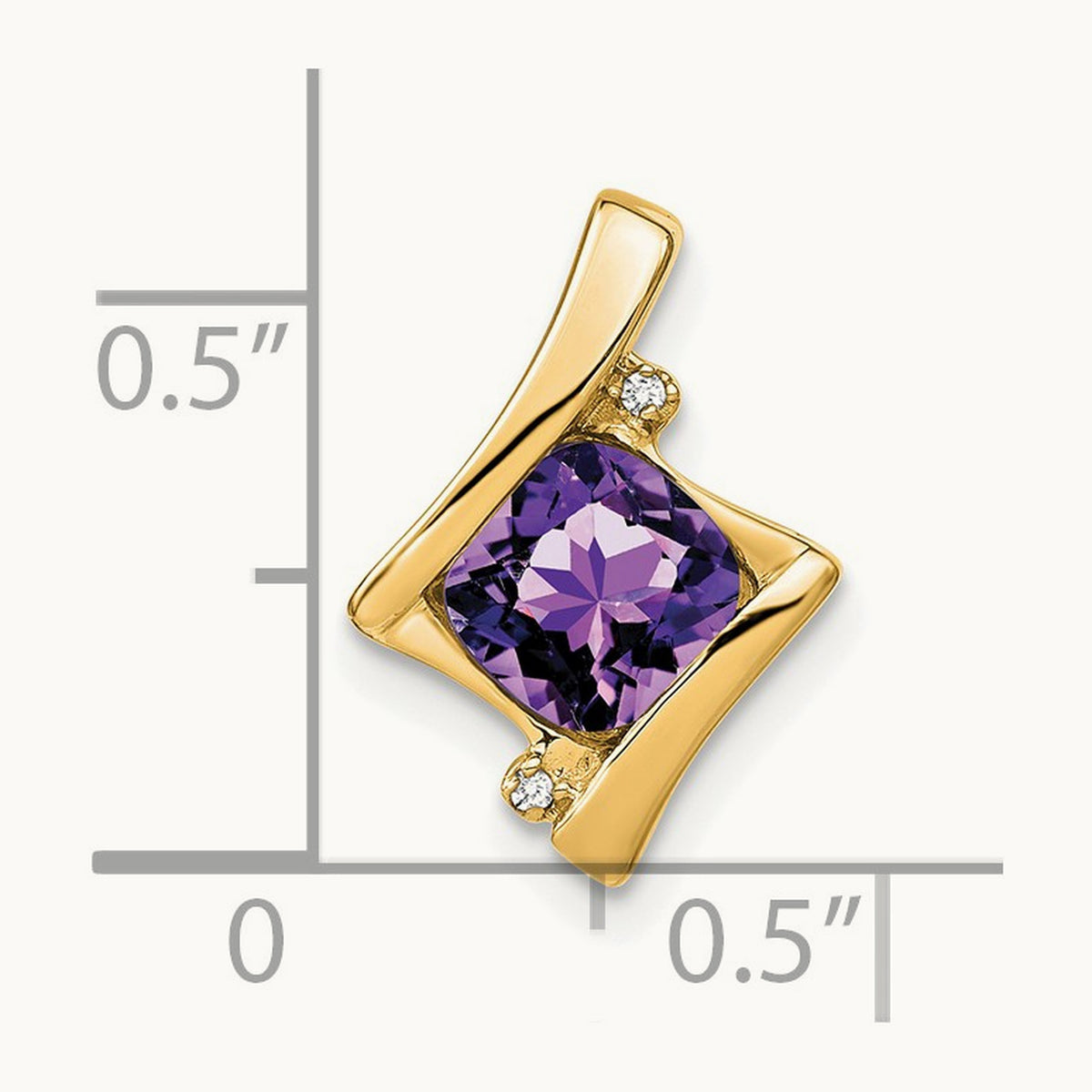 Amethyst and Diamond Pendant — 14K Yellow Gold