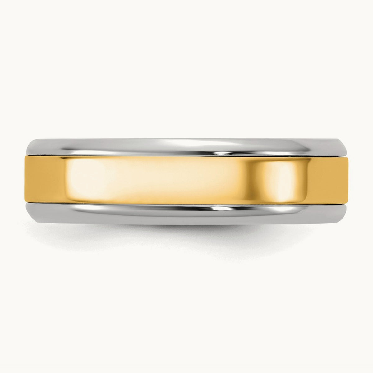 W/Y Beveled Edge Wedding Band, 6mm, 14K Two-tone
