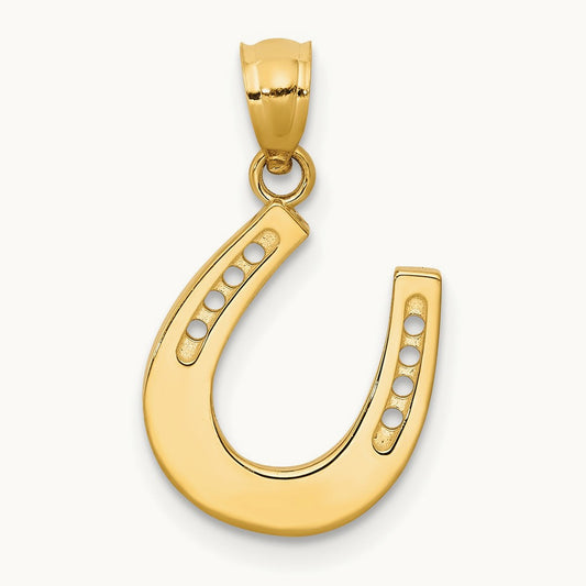 Polished Horseshoe Pendant, 14K Gold