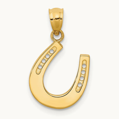 Polished Horseshoe Pendant, 14K Gold
