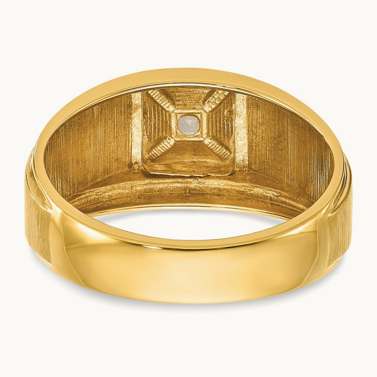 IBGoodman Men's Polished and Satin Diamond Complete Ring, 14K Two-tone