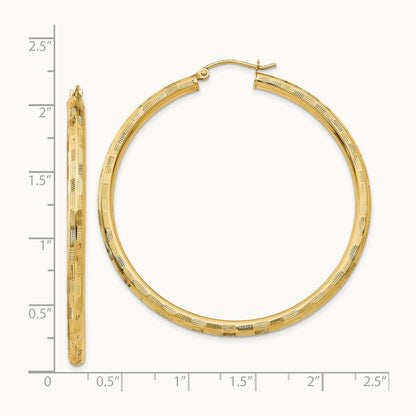 Diamond-cut Hoop Earrings, 14K