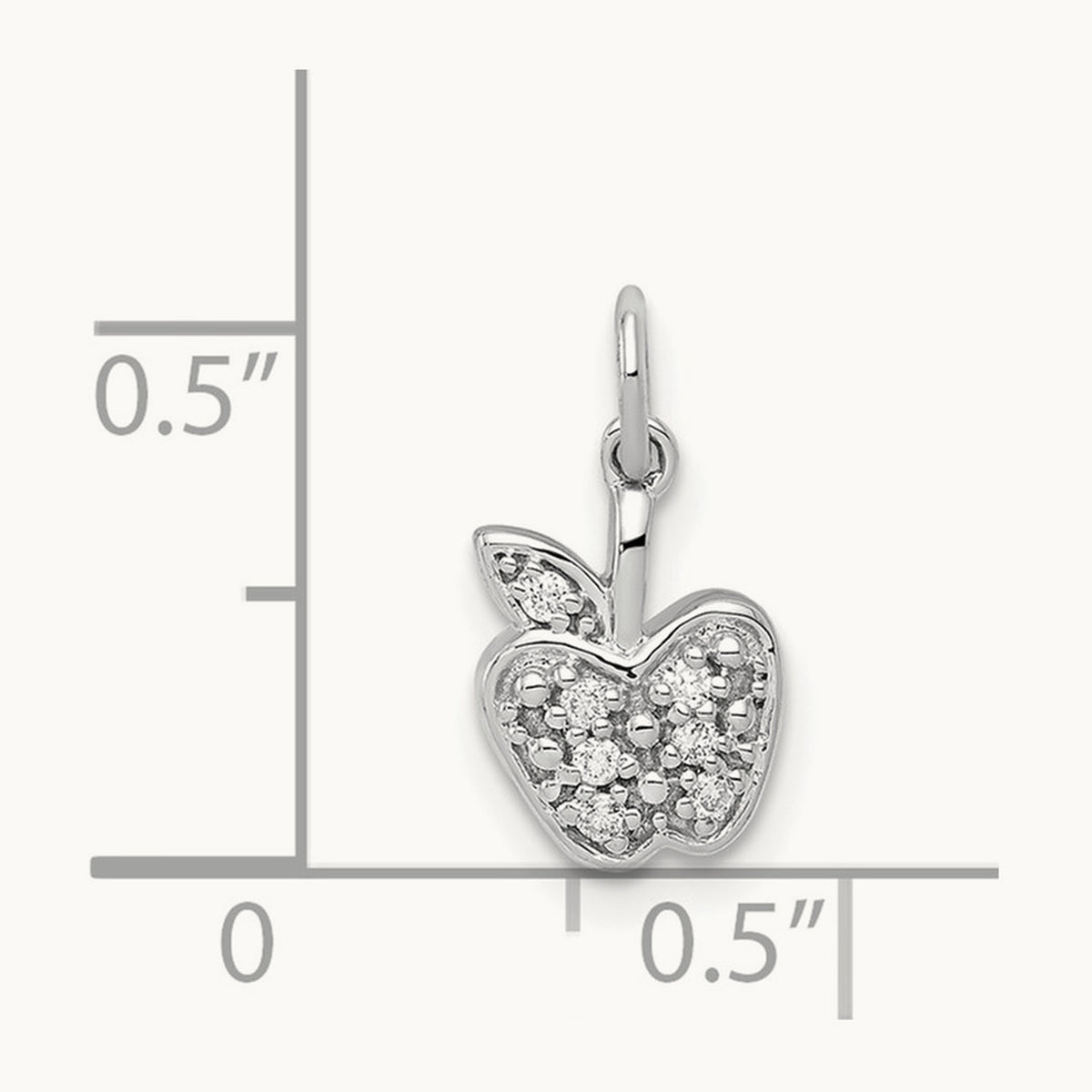 Diamond Apple Charm — 14K White Gold