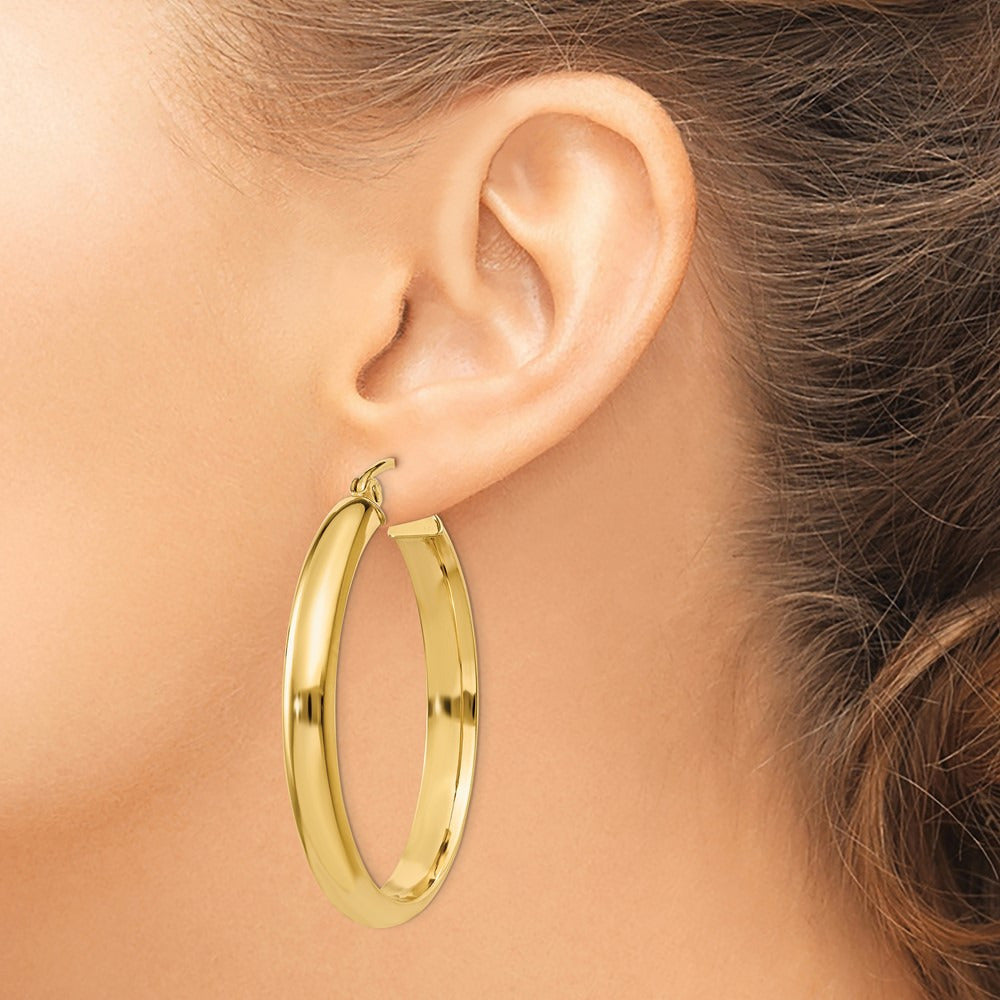 Round Tube Hoop Earrings — 14K Yellow Gold, 26mm