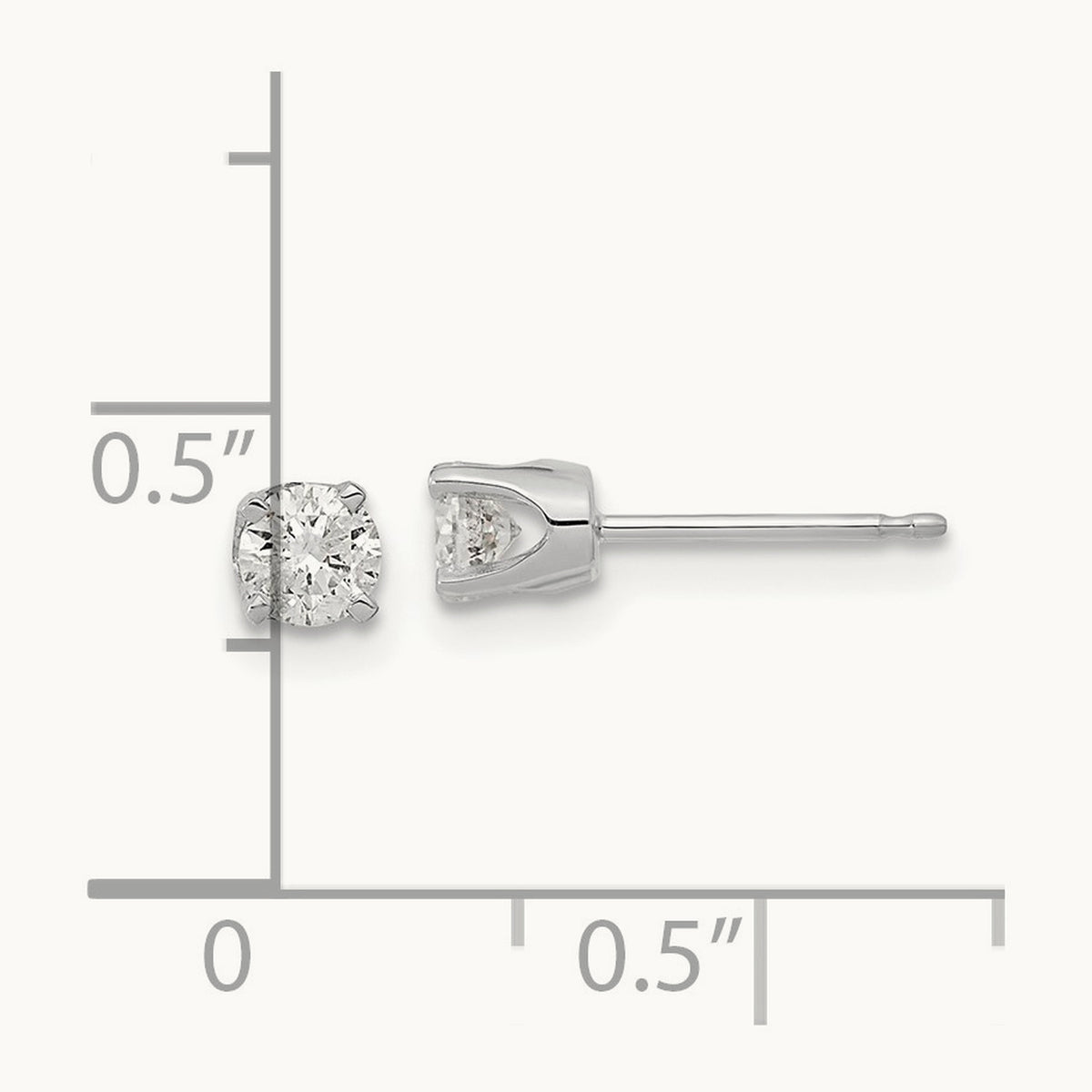AA Quality Complete Diamond Stud Earring, 14K White Gold