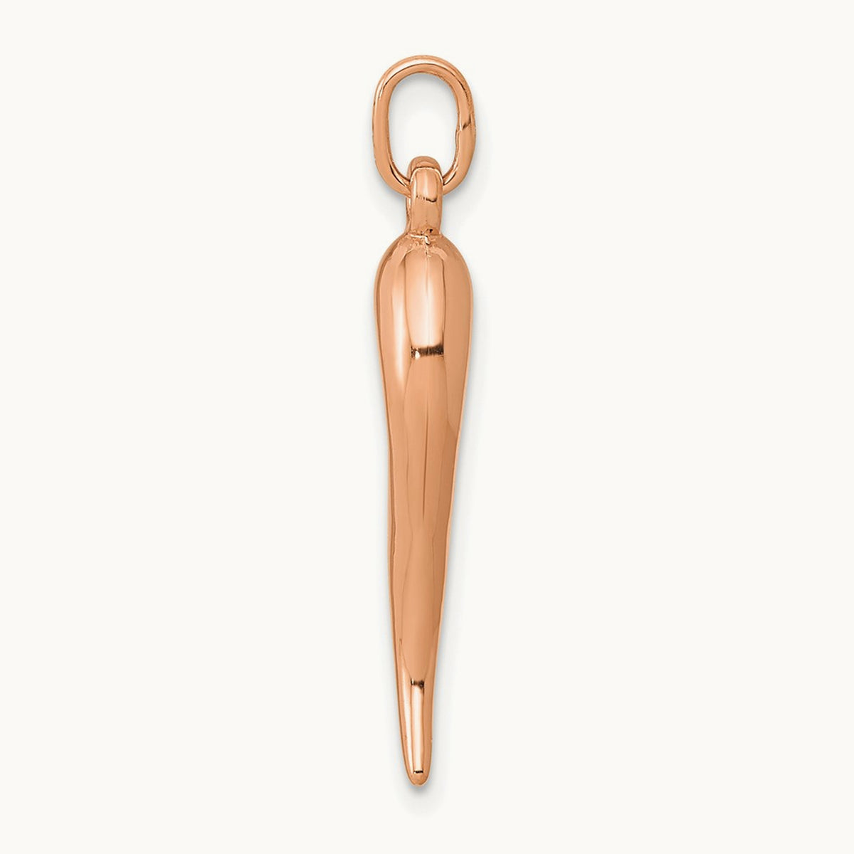 3D Italian Horn Charm — 14K Rose Gold, 30mm