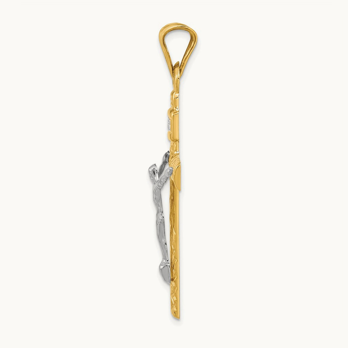 w/Rhodium Crucifix Pendant, 14K Two-tone