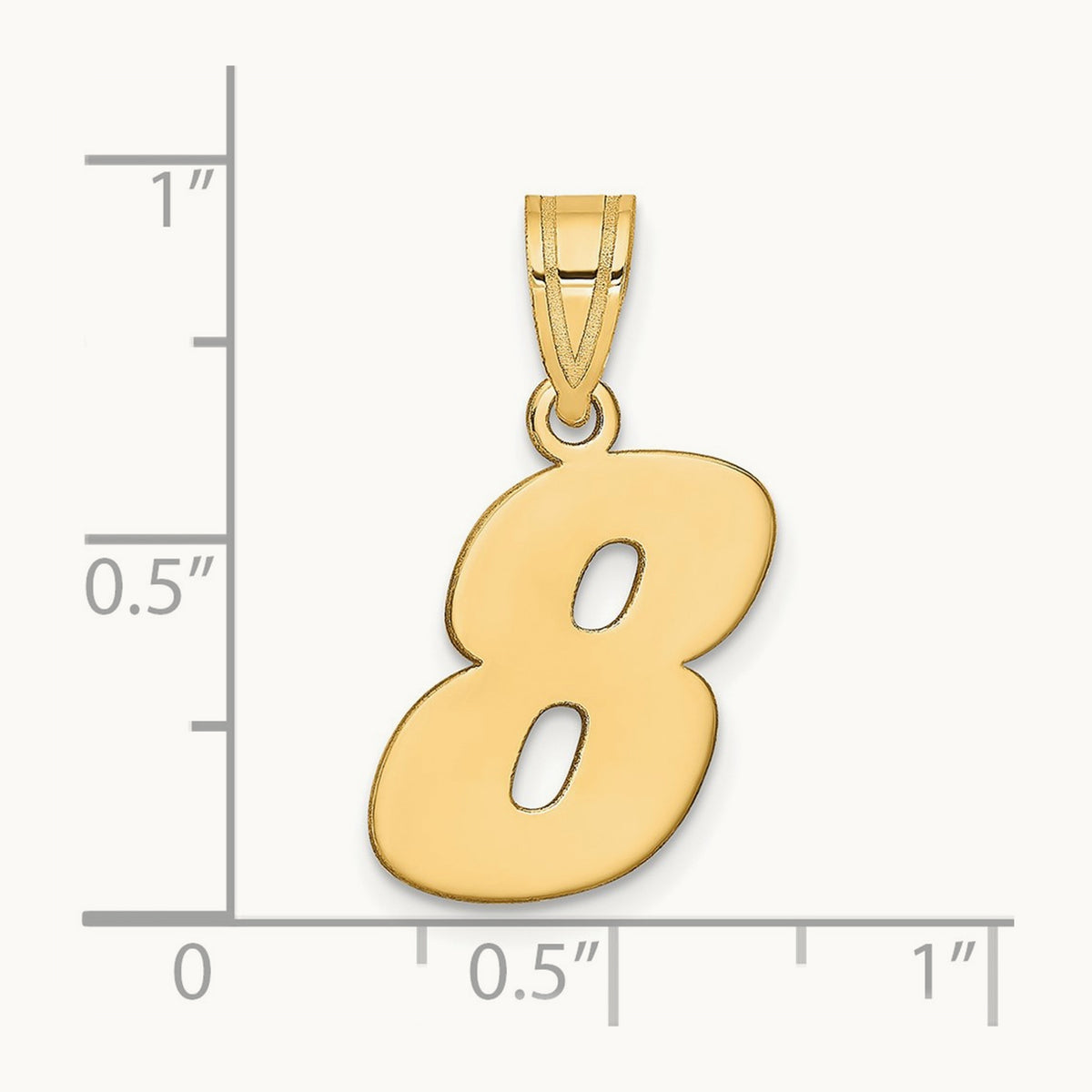 Polished Block Number 8 Pendant, 14K
