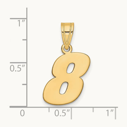 Polished Block Number 8 Pendant, 14K