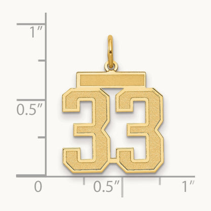 Medium Satin Number 33 Charm — 14K Yellow Gold