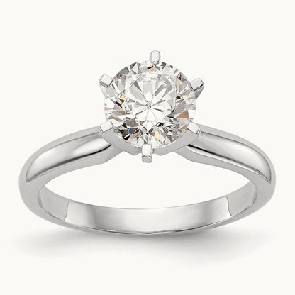 1/8ct. Medium-Wt Knife Edge 6-Prong Ring Mounting, 14K White Gold