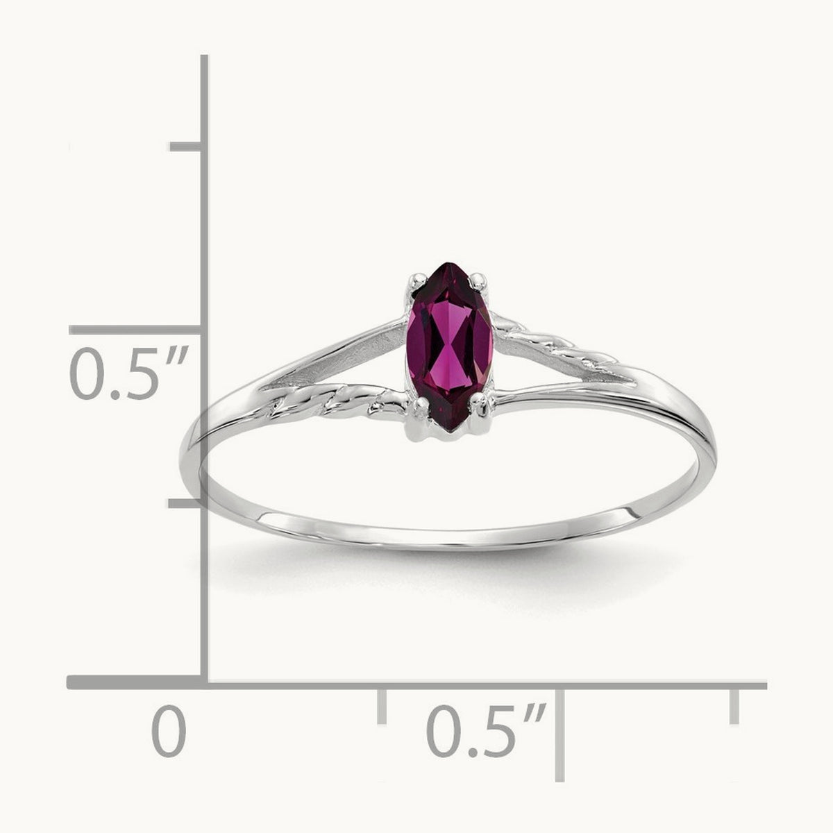 Rhodolite Garnet Birthstone Ring, 14K White Gold