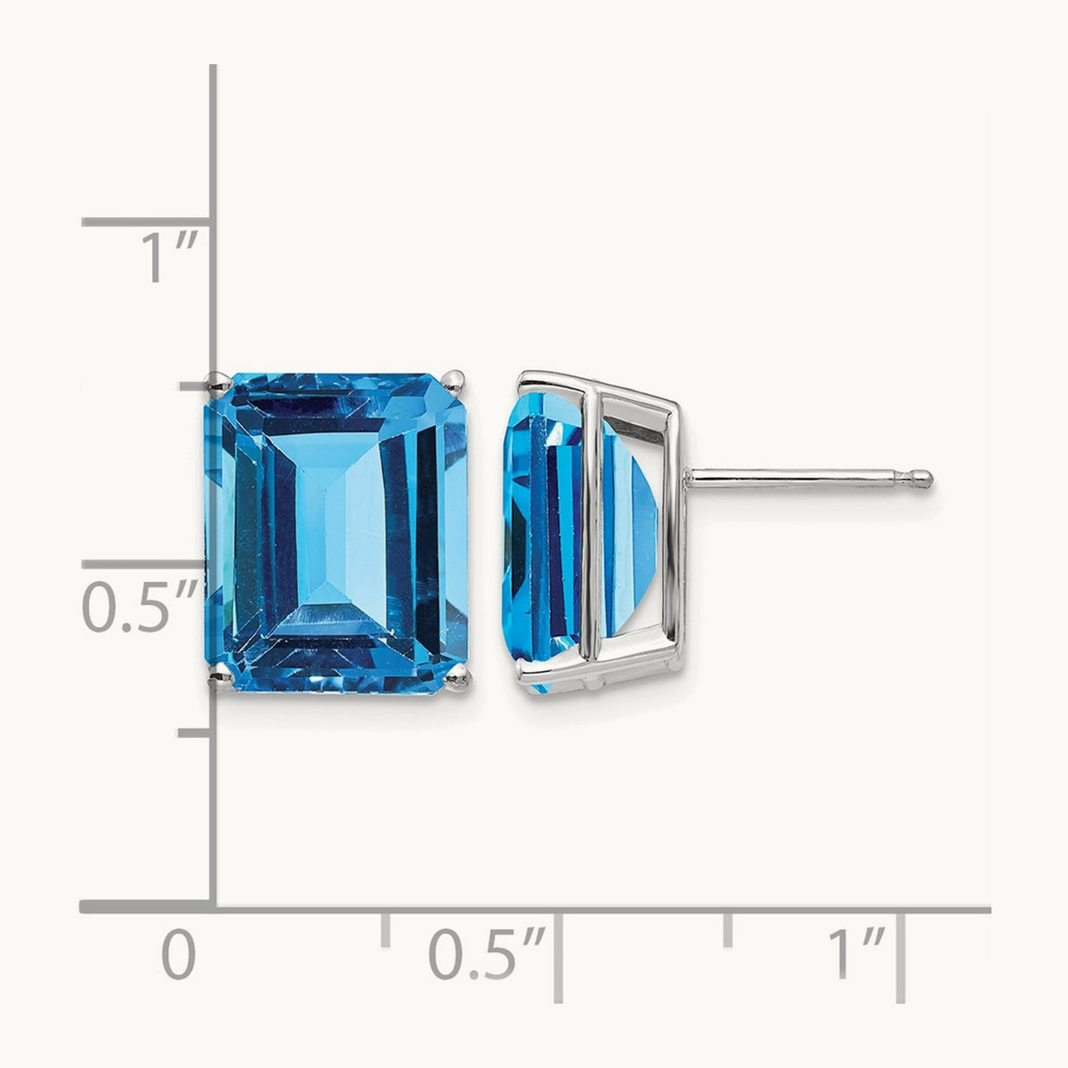 12x10mm Emerald Cut Earring Mounting, 14K White Gold